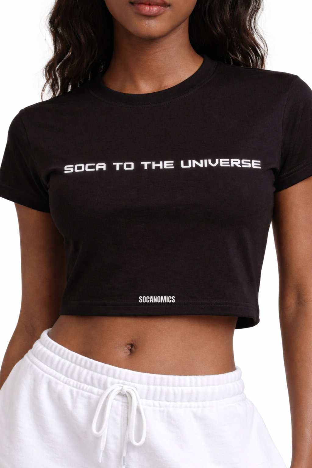Soca To The Universe Sports Crop Tee